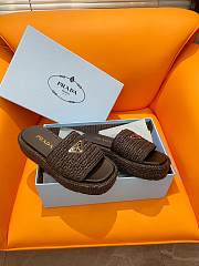 Prada Black Raffia Slippers  - 3