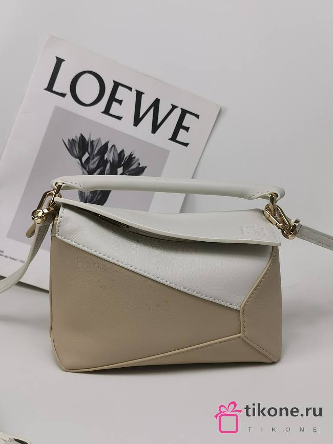 Loewe Small Puzzle Bag In Soft White & Paper Craft - 18x12.5x8cm - 1