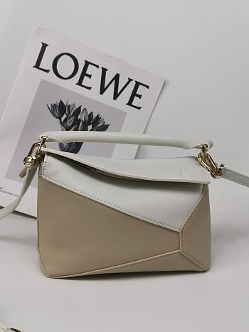 Loewe Small Puzzle Bag In Soft White & Paper Craft - 18x12.5x8cm