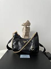 Prada Re-Edition Black Leather Bag - 22x18x6cm - 1