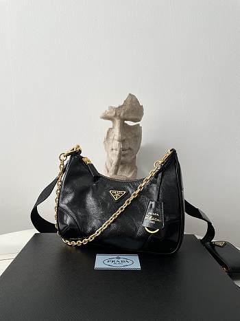 Prada Re-Edition Black Leather Bag - 22x18x6cm
