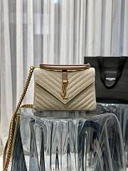 YSL Medium in Quilted Linen Canvas and Leather - 24x17x6cm - 1