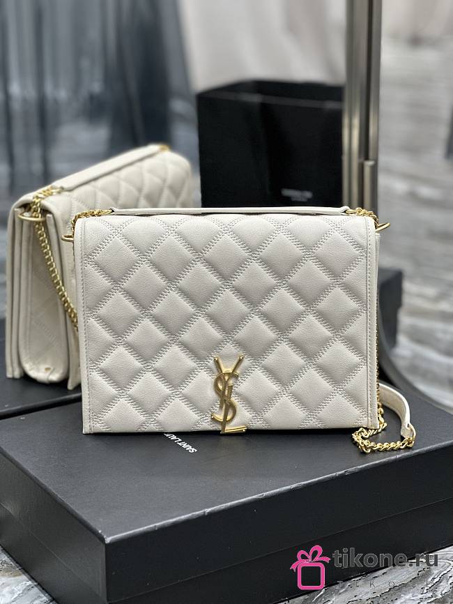 YSL Hobo Bag In White Saddle Leather - 26×18×6cm - 1