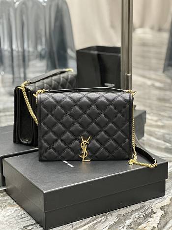 YSL Hobo Bag In Black Saddle Leather - 26×18×6cm