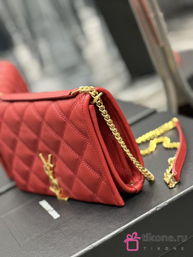 YSL Small Hobo Bag In Red Leather - 22.5×14.5×5cm - 1