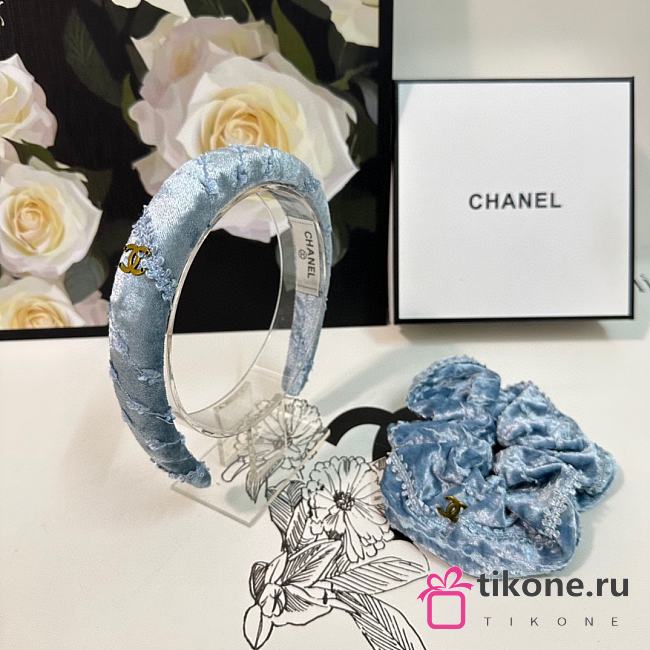 Chanel Blue Denim Headbands & Crunches - 1