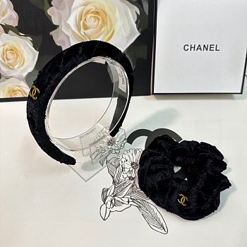 Chanel Black Headbands & Crunches Set