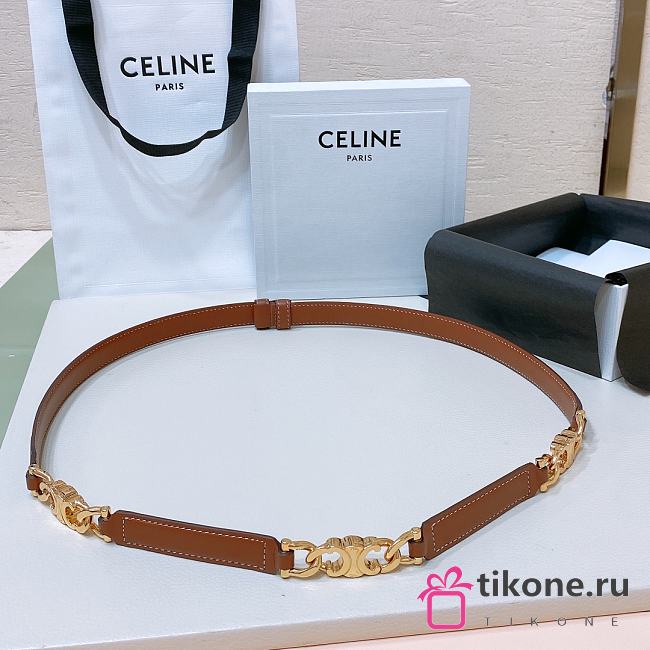 Celine Triomphe Gourmette Brown Taurillon Belt - 1