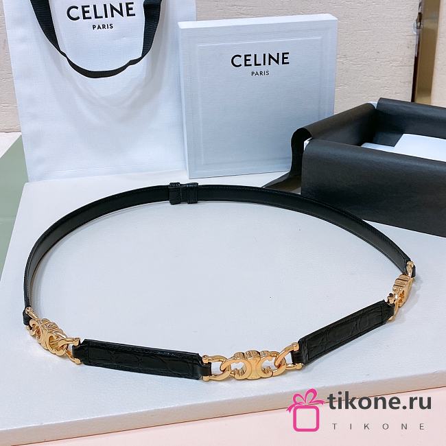 Celine Triomphe Black Taurillon Calfskin Belt - 1