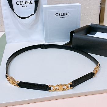 Celine Triomphe Black Taurillon Calfskin Belt