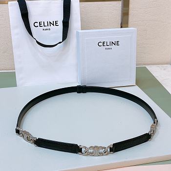 Celine Triomphe Taurillon Belt Witd Silver Buckle 