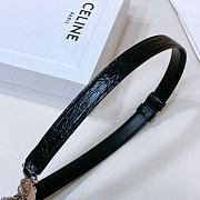 Celine Triomphe Taurillon Belt Witd Silver Buckle  - 5