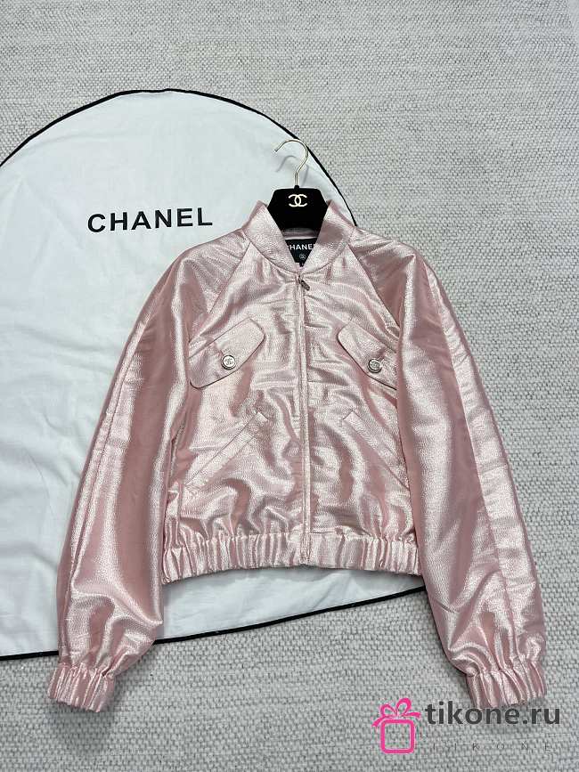 Chanel CC Pink & Shiny Silk Jacket - 1