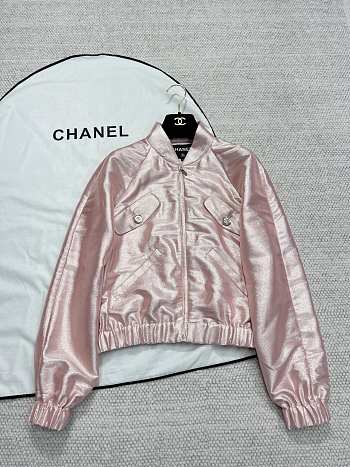Chanel CC Pink & Shiny Silk Jacket