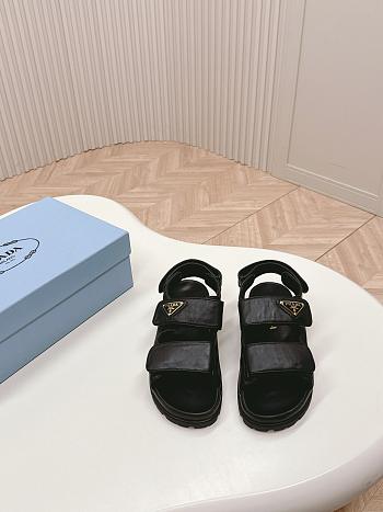 Prada Triangle-logo Black Padded Sandals