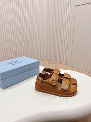 Prada Triangle-logo Brown Padded Sandals - 2