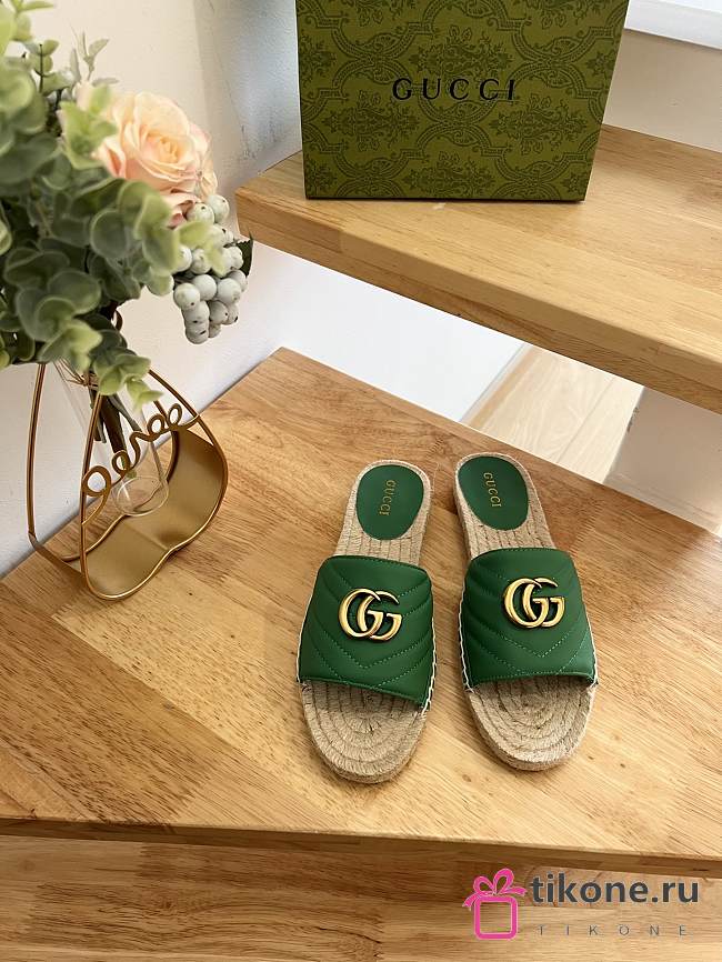 Gucci Espadrille Slide Green Marmont Verde - 1