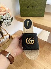 Gucci Espadrille Slide Black Marmont Verde - 2