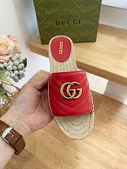 Gucci Espadrille Slide Red Marmont Verde - 5