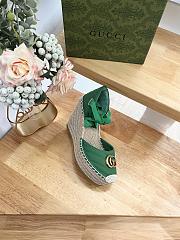 Gucci Green Crochet Platform Espadrilles - 5