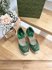 Gucci Green Crochet Platform Espadrilles - 4