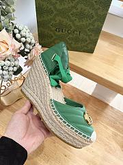 Gucci Green Crochet Platform Espadrilles - 3