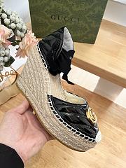 Gucci Black Crochet Platform Espadrilles - 2