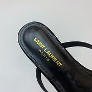 YSL Black Leather Silver Buckle Flat Slippers - 3