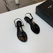 YSL Black Leather Gold Buckle Flat Slippers - 4