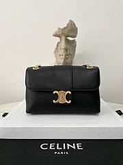 Celine Medium Victorie Bag In Black Gold Logo - 25×15×8cm - 1