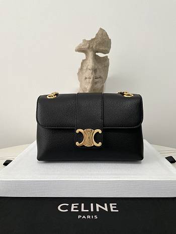 Celine Medium Victorie Bag In Black Gold Logo - 25×15×8cm