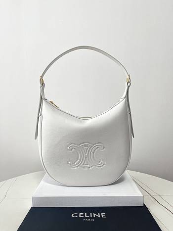 Celine Heloise Hobo In White Leather - 30×28.5×8cm