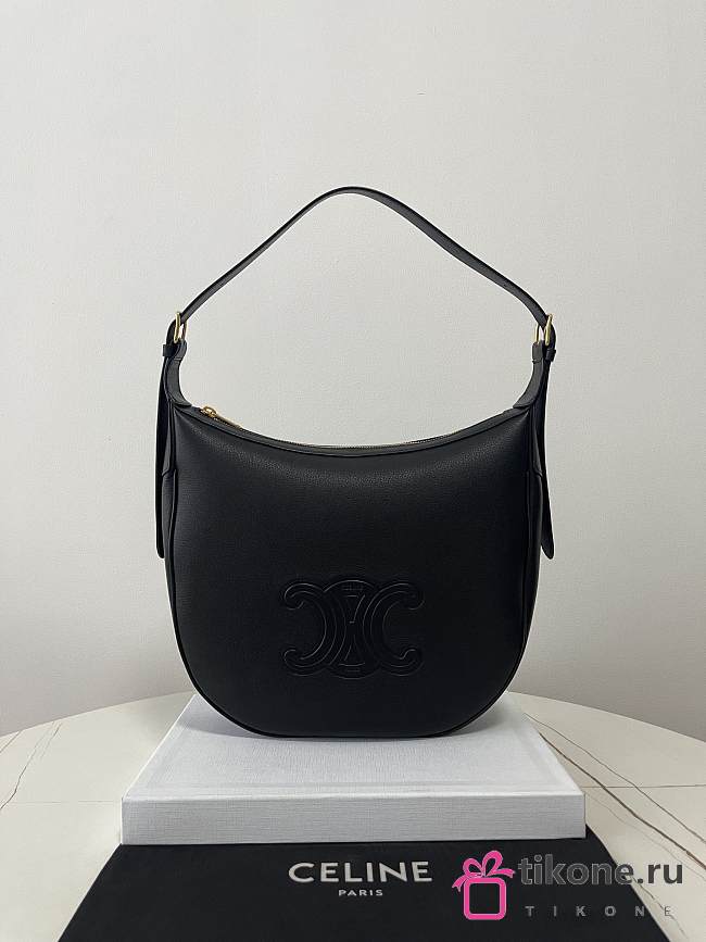 Celine Heloise Hobo In Black Leather - 30×28.5×8cm - 1