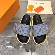 Louis Vuitton Monogram Blue Grey Puffer Slippers - 1