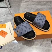 Louis Vuitton Monogram Blue Grey Puffer Slippers - 3