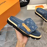 Louis Vuitton Monogram Blue Denim Puffer Slippers - 5