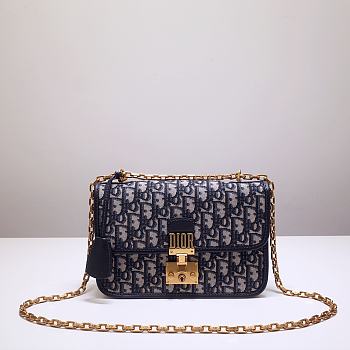Dior Oblique Small Flap Bag Navy Blue 24cm