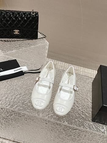 Chanel White Leather Mary Jane 