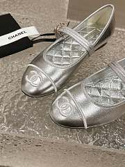 Chanel Mary Janes Lambskin Silver - 5