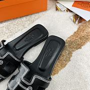 Hermes Oran Black Leather Sandals - 3