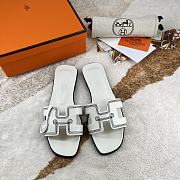 Hermes Oran White Leather Sandals - 1