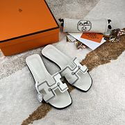 Hermes Oran White Leather Sandals - 4