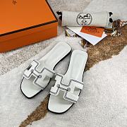 Hermes Oran White Leather Sandals - 3