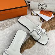 Hermes Oran White Leather Sandals - 2