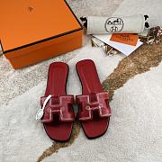 Hermes Oran Red Leather Sandals - 1