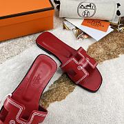 Hermes Oran Red Leather Sandals - 3