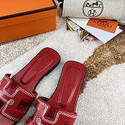 Hermes Oran Red Leather Sandals - 5