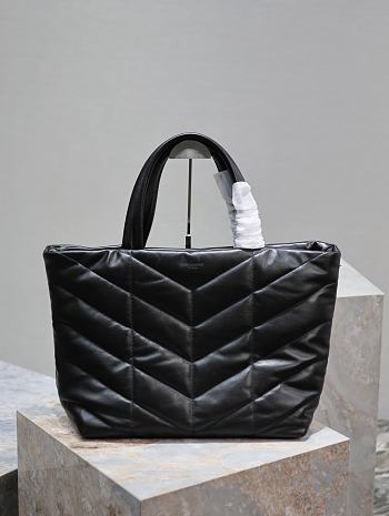 YSL Puffer Black Leather Tote Bag - 57×36×17cm