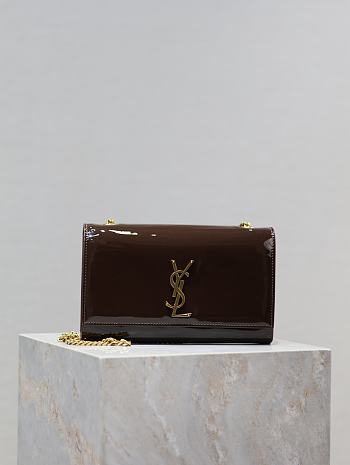 YSL Kate Small Chain Bag In Burgundy - 24x14.5x5cm