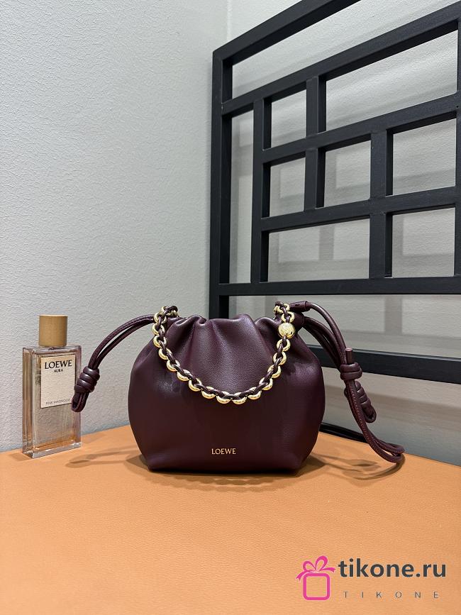 Loewe Flamenco Mini Burgundy Leather - 23x17x5.5cm - 1